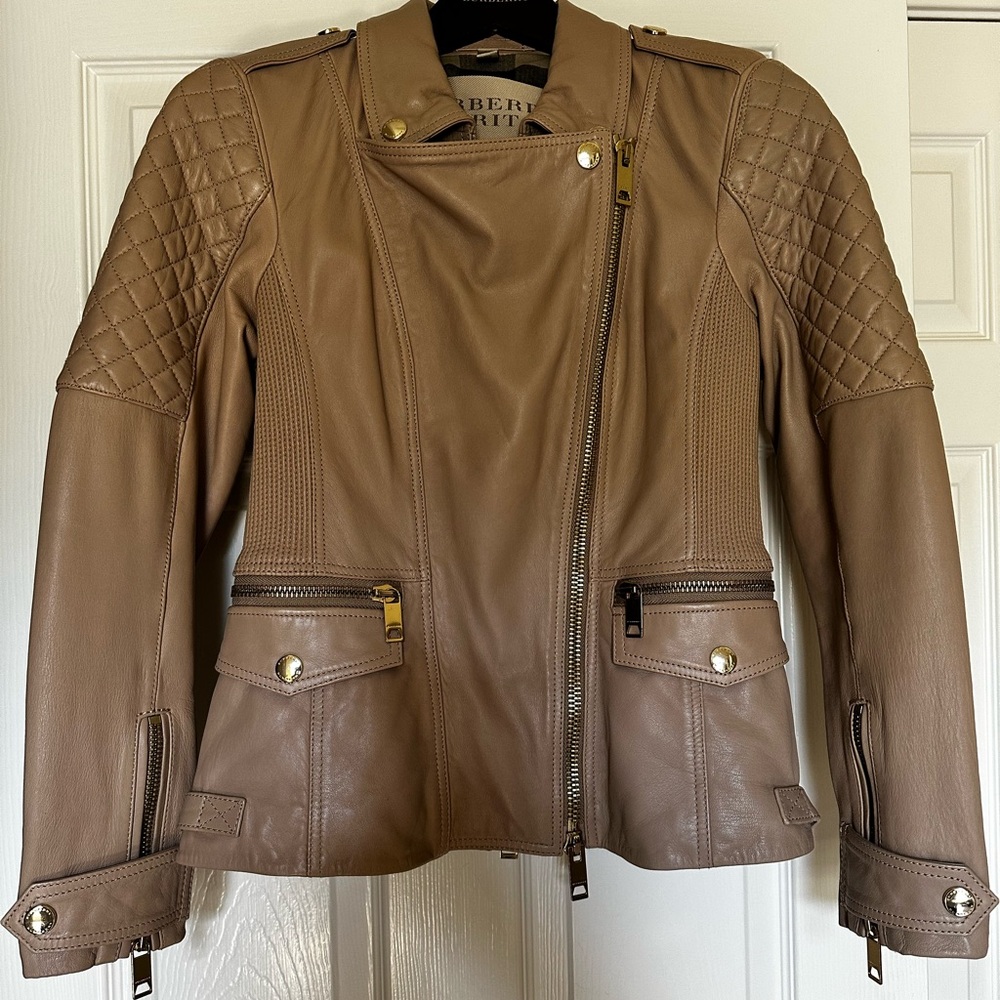 Burberry Women's Brown Leather Biker Jacket
